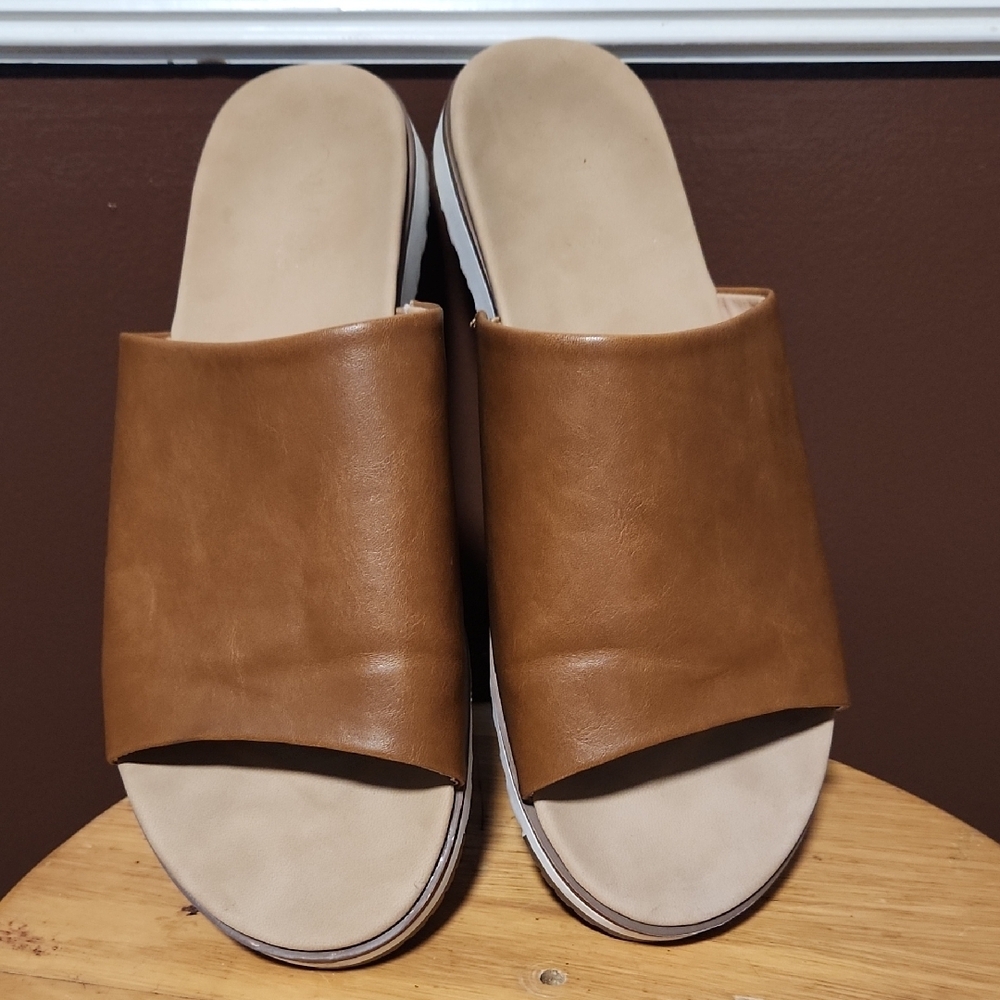 Tan Slide Sandals - Picture 2 of 3